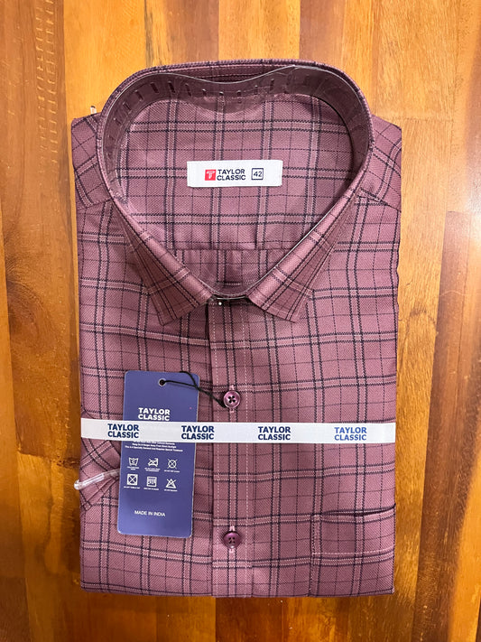 Pure Cotton Purple Check Design Shirt (42 HS)