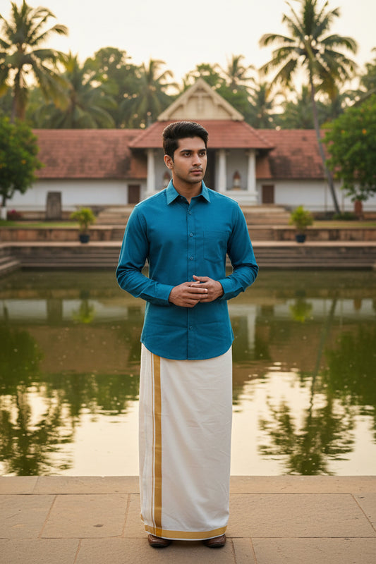 Pure Cotton Blue Solid Shirt SLSHIRT 38 FS