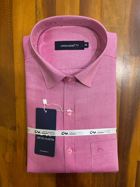 Pure Cotton Dark Pink Solid Shirt (38 FS)