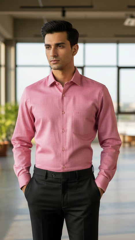 Pure Cotton Dark Pink Solid Shirt SLSHIRT 38 FS