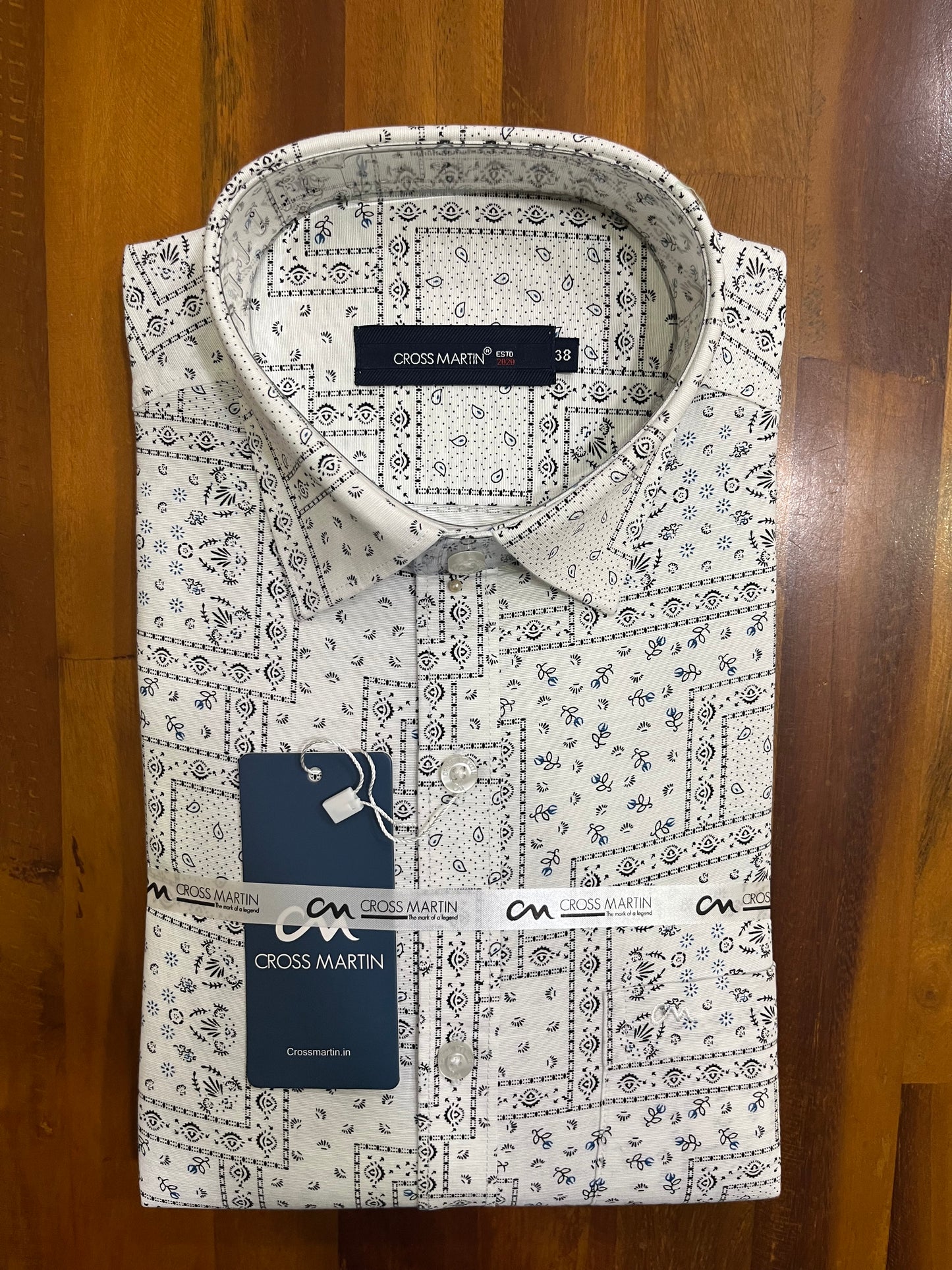 Pure Cotton White Printed Shirt (38 FS)