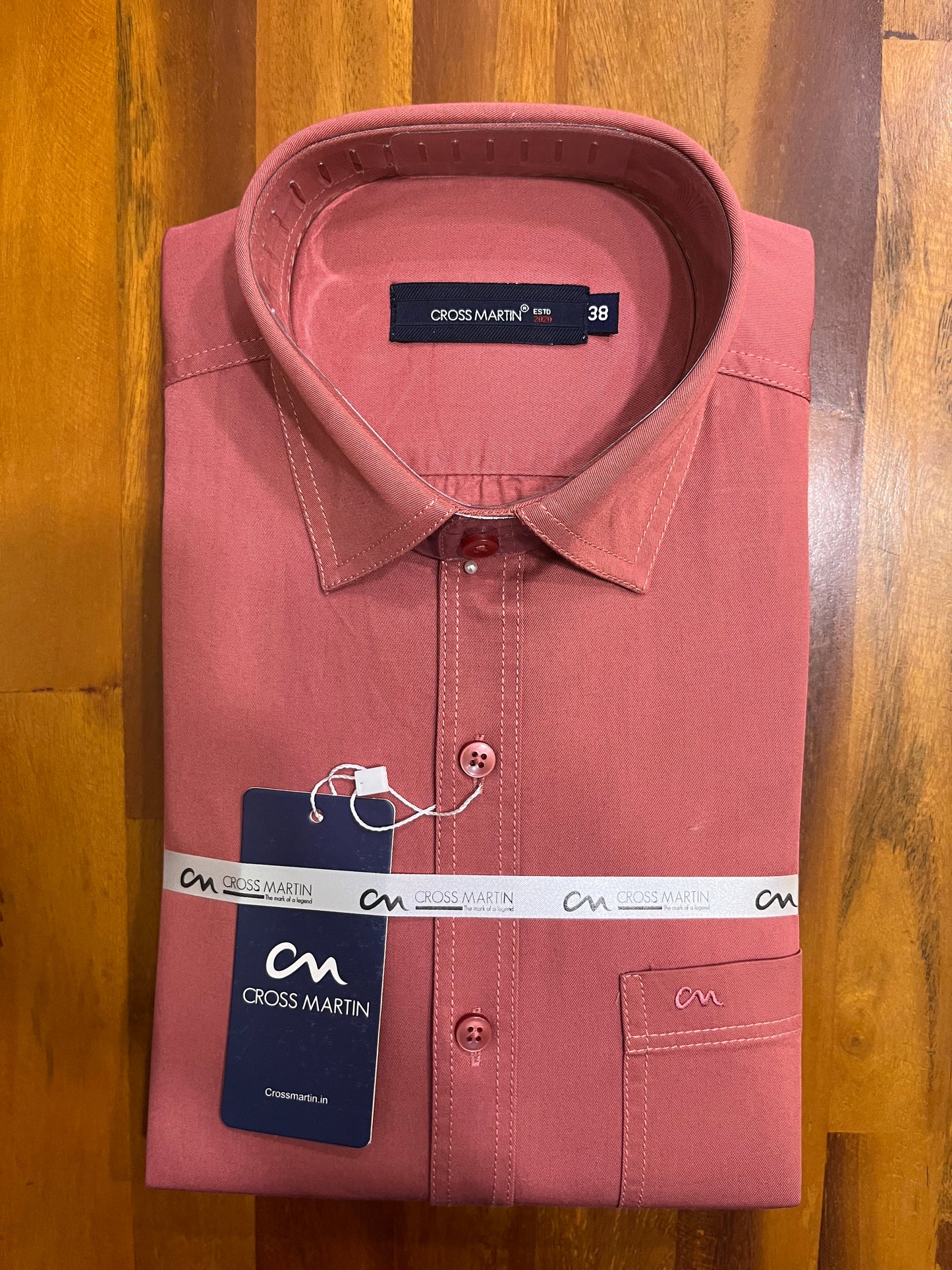 Pure Cotton Reddish Pink Solid Shirt (38 FS)