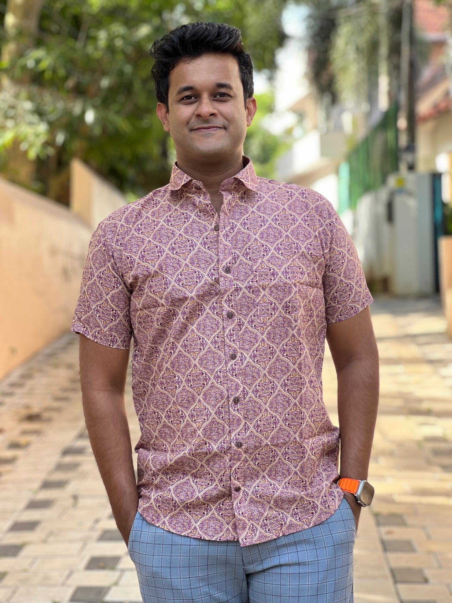 Southloom Jaipur Cotton Hand Block Printed Shirt (Half Sleeves)