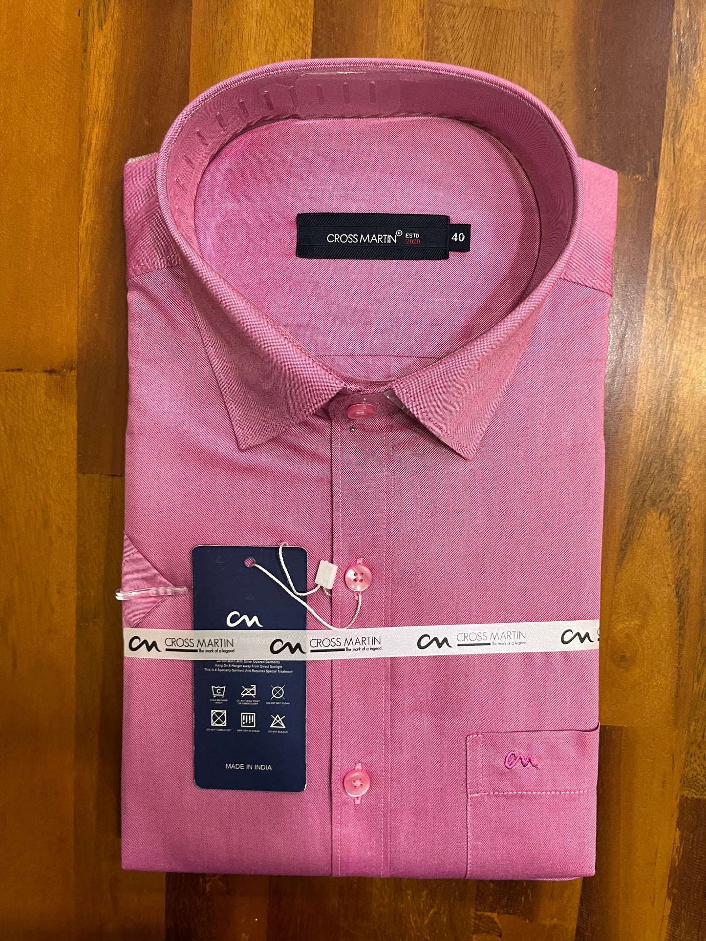 Pure Cotton Dark Pink Solid Shirt (40 HS)