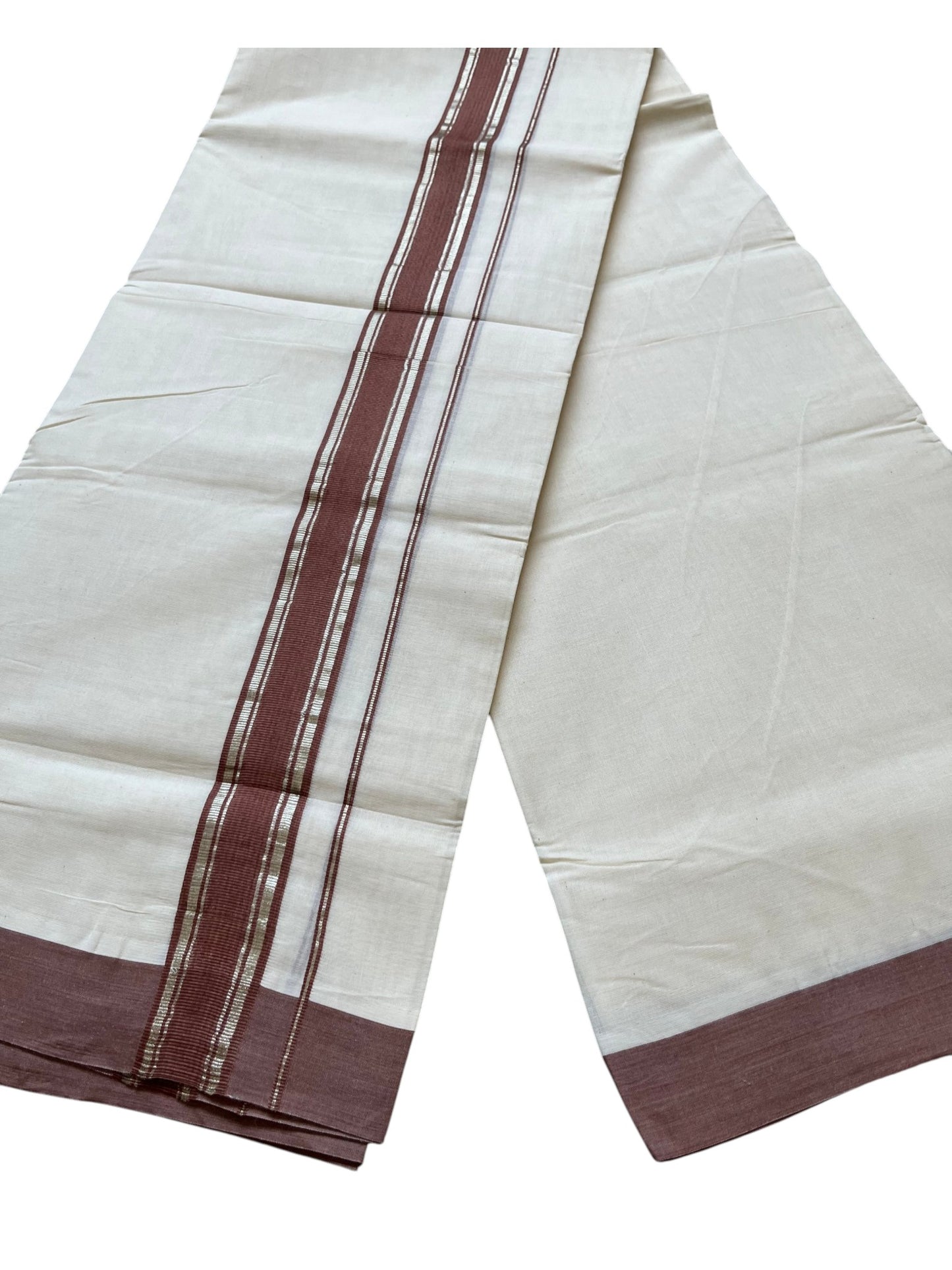 Southloom Pure Cotton Mundu with Gold and Border (South Indian Kerala Dhoti)