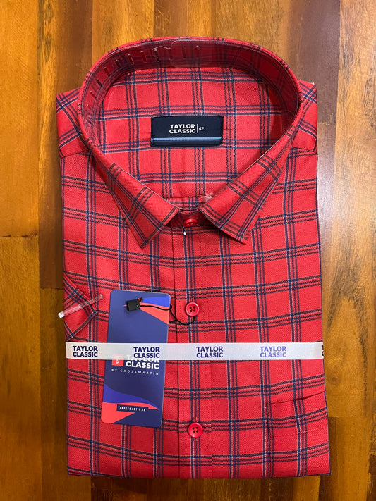 Pure Cotton Red Checkered Shirt (42 HS)