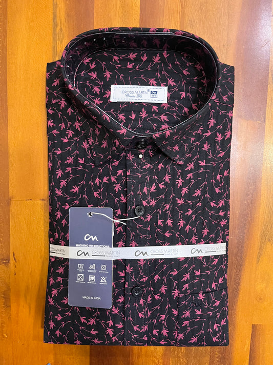 Pure Cotton Black Printed Shirt (38 FS)