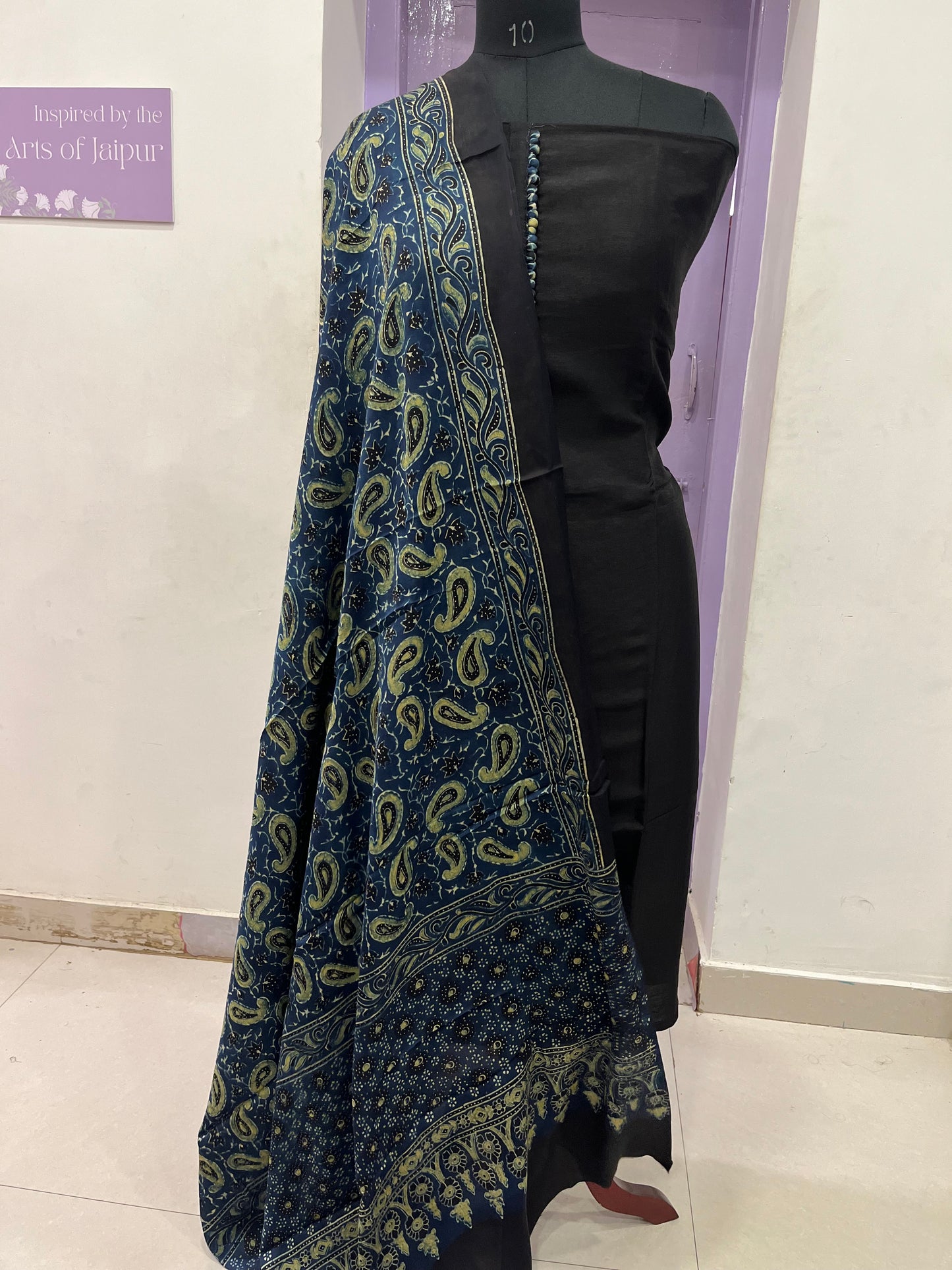 Southloom™ Silk Churidar Salwar Suit Material in Black