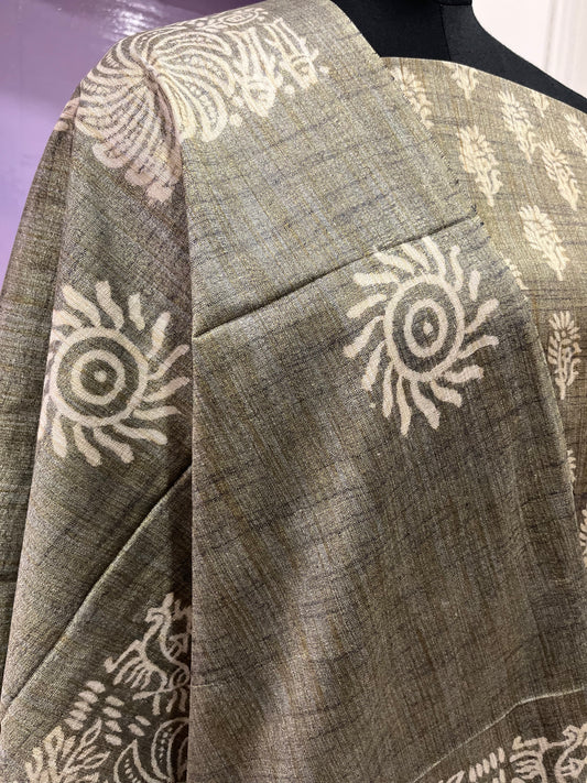 Southloom™ Semi Cotton Churidar Salwar Suit Material in Gray Floral Prints