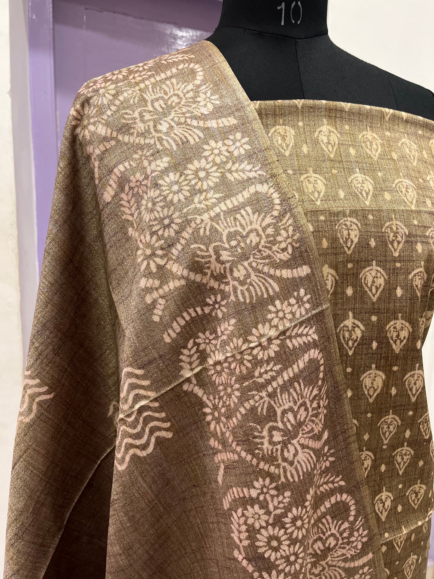 Southloom™ Semi Cotton Churidar Salwar Suit Material in Brown Floral Prints