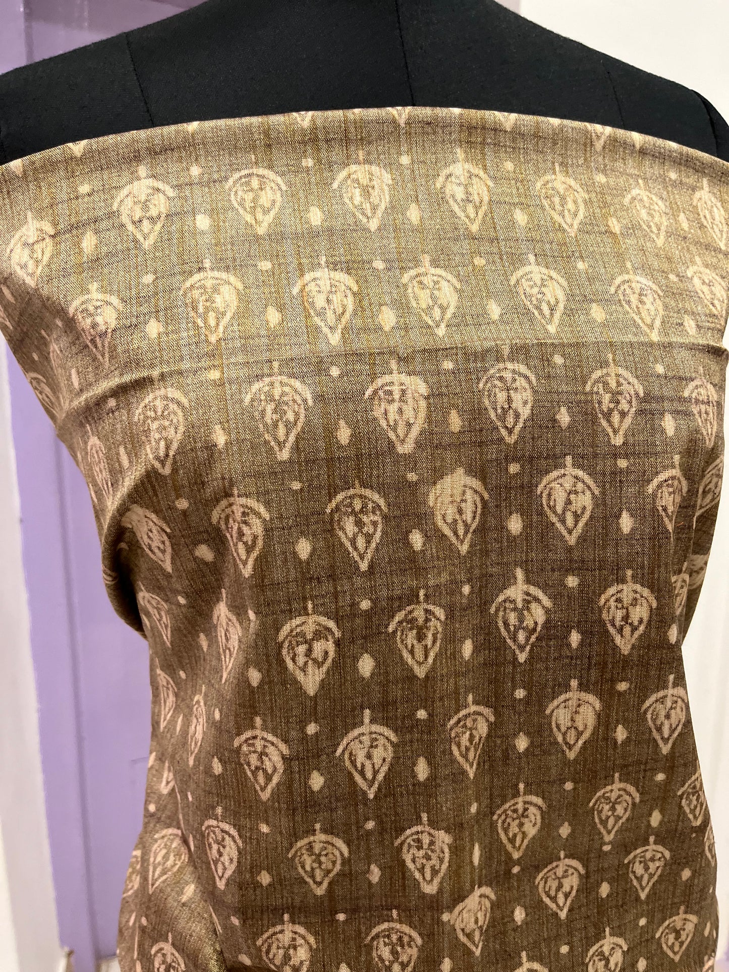 Southloom™ Semi Cotton Churidar Salwar Suit Material in Brown Floral Prints