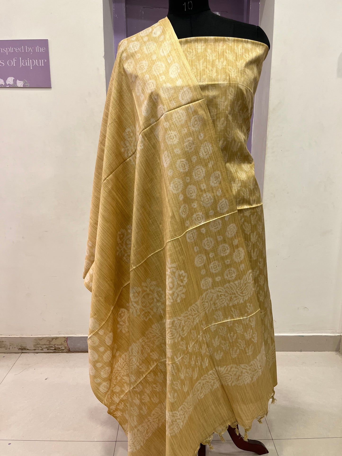 Southloom™ Semi Cotton Churidar Salwar Suit Material in Greenish Yellow Floral Prints