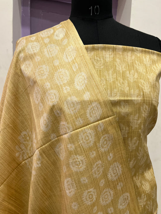 Southloom™ Semi Cotton Churidar Salwar Suit Material in Greenish Yellow Floral Prints