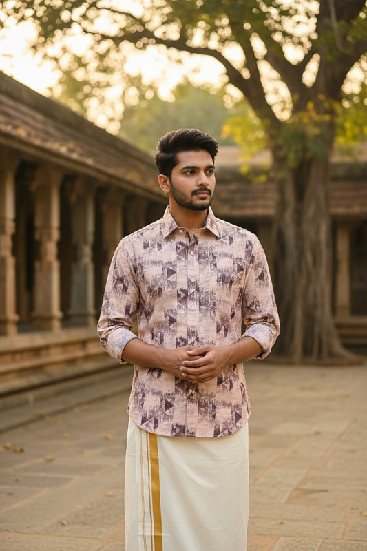 Pure Cotton Pink and Violet Printed Shirt SLSHIRT 38 FS