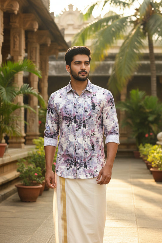 Pure Cotton White and Pink Printed Shirt SLSHIRT 38 FS