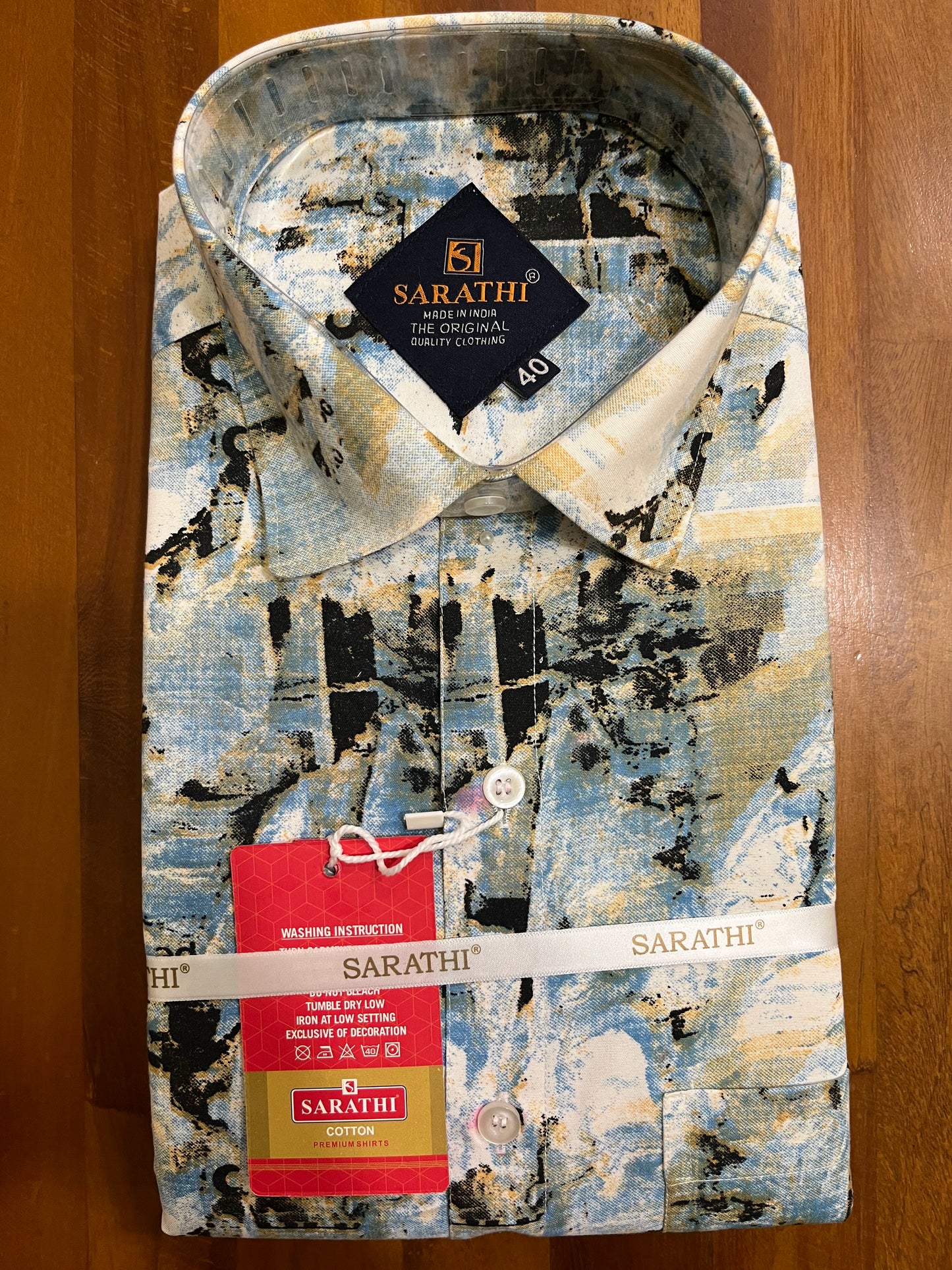 Pure Cotton Multi Colour Blue Shaded Shirt (40 FS)