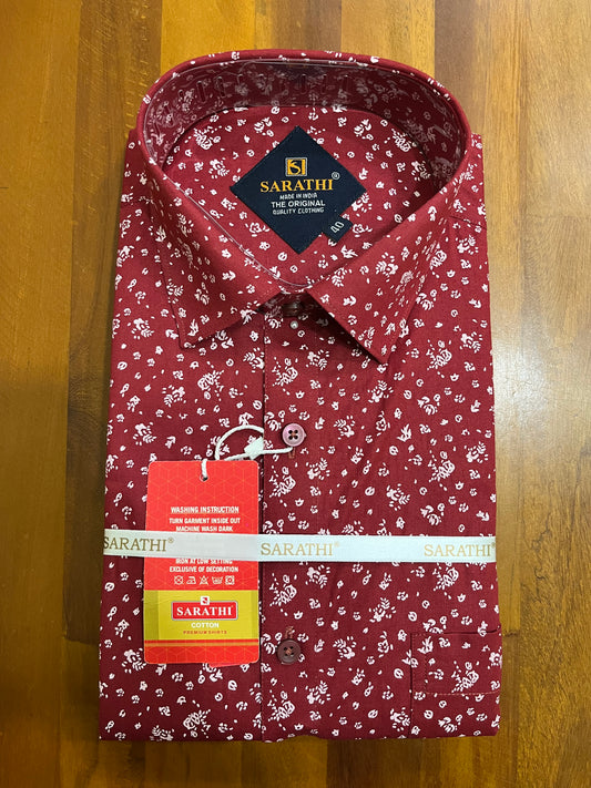 Pure Cotton Red Printed Shirt (40 FS)