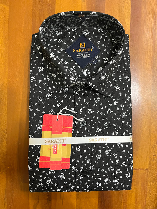 Pure Cotton Black Printed Shirt (40 FS)