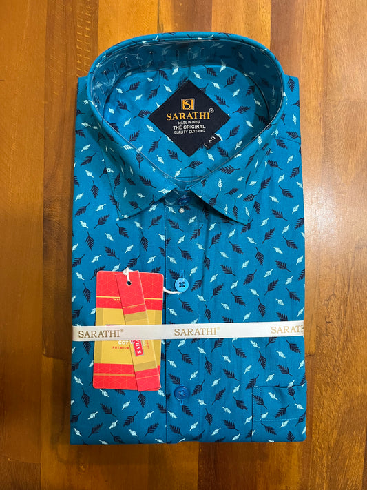 Pure Cotton Blue Printed Shirt (40 FS)