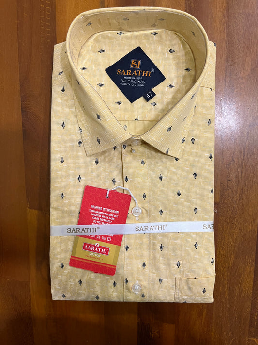 Pure Cotton Yellow Printed Shirt (42 FS)