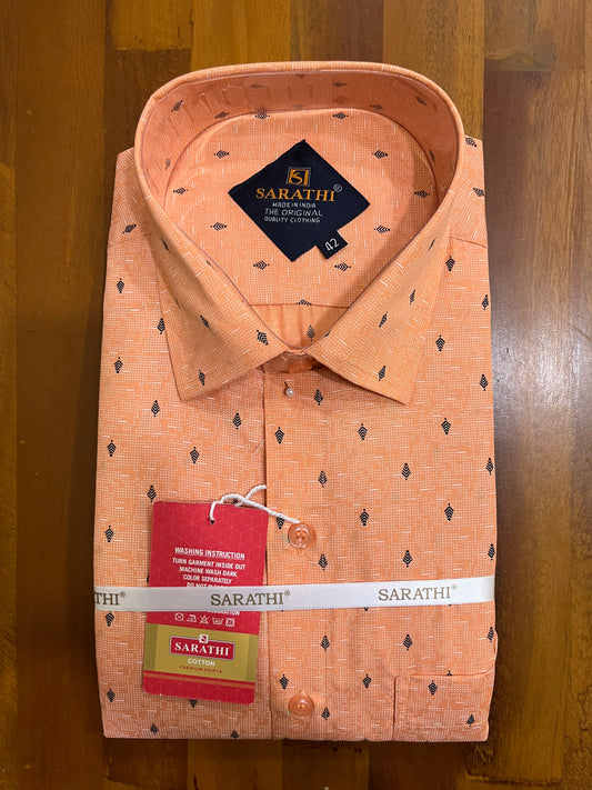 Pure Cotton Orange Printed Shirt (42 FS)