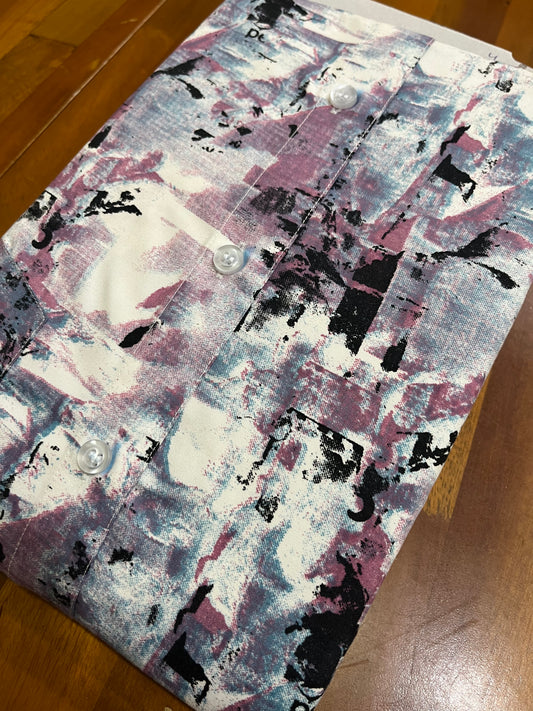 Pure Cotton Pink Black Multi Colour Printed Shirt (42 FS)