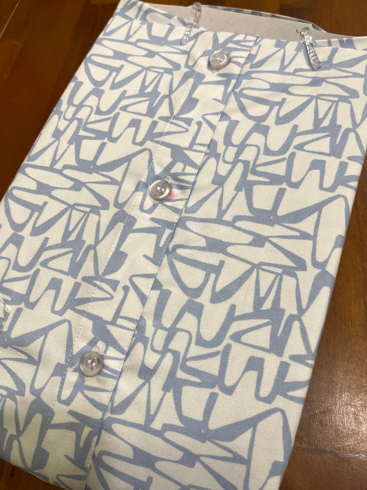 Pure Cotton Off White with Blue Printed Shirt (44 FS)