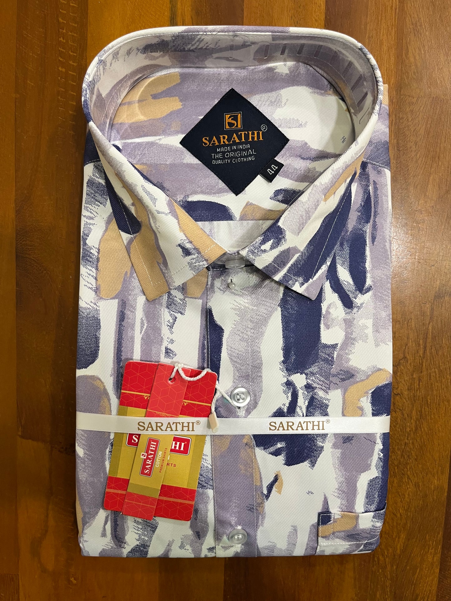 Pure Cotton Multi Colour Blue Printed Shirt (44 FS)