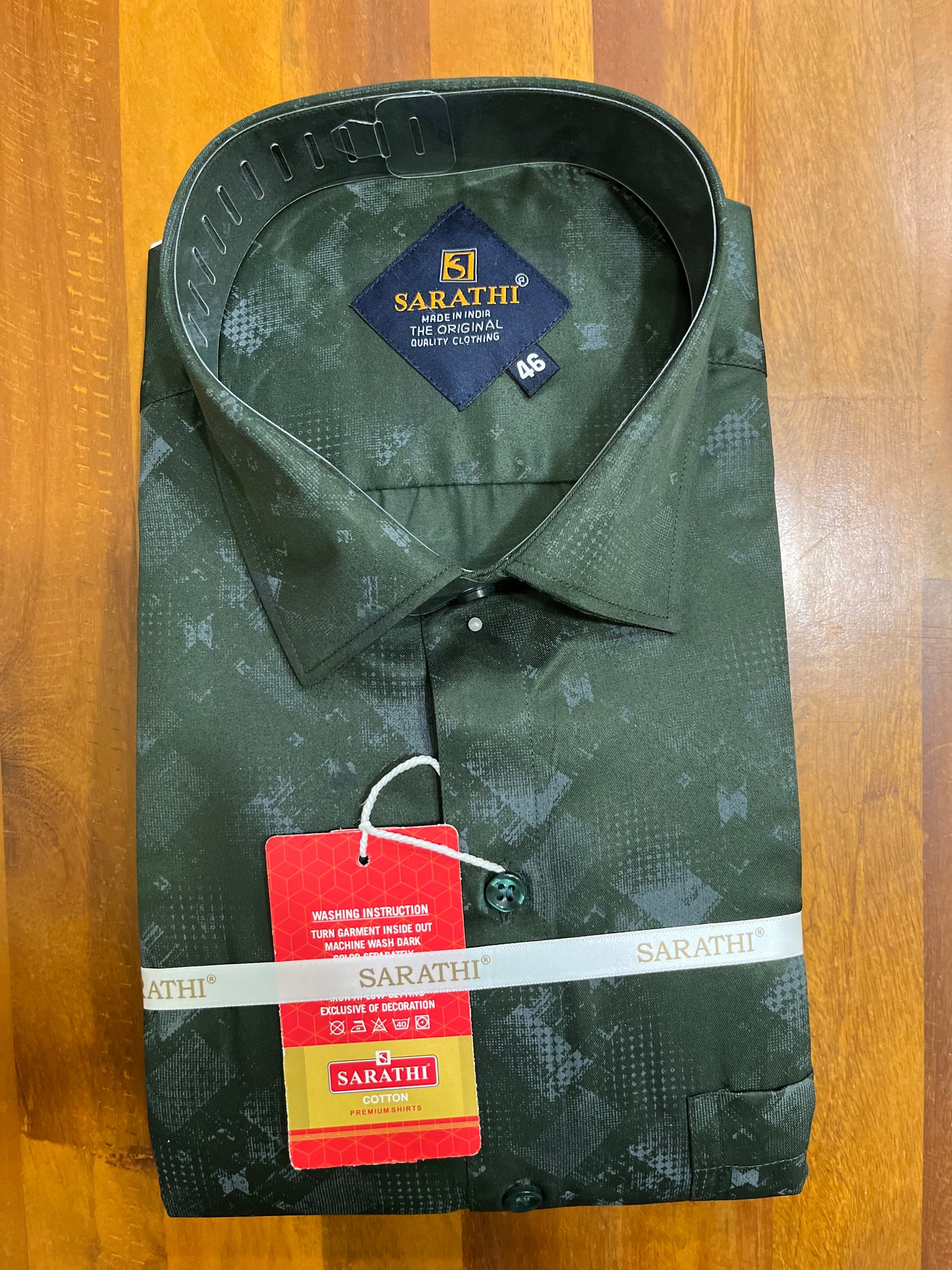 Pure Cotton Dark Green Printed Shirt (46 FS)