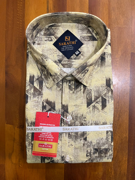 Pure Cotton Multi Colour Yellow Printed Shirt (46 FS)