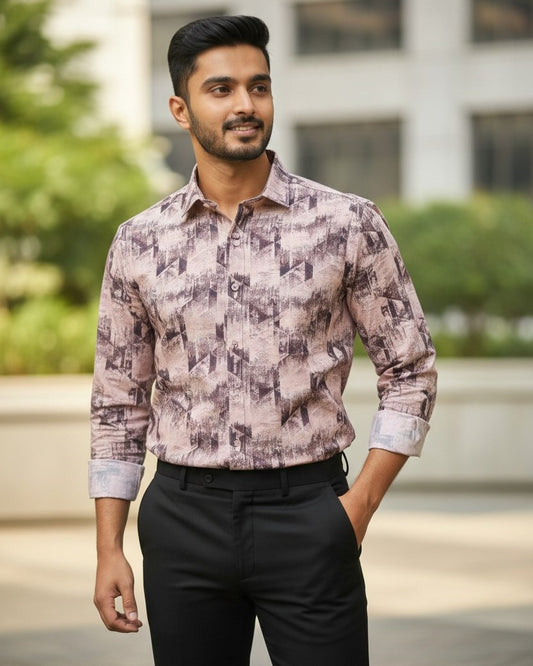 Pure Cotton Multi Coloured Pink Printed Shirt  SLSHIRT 48 FS