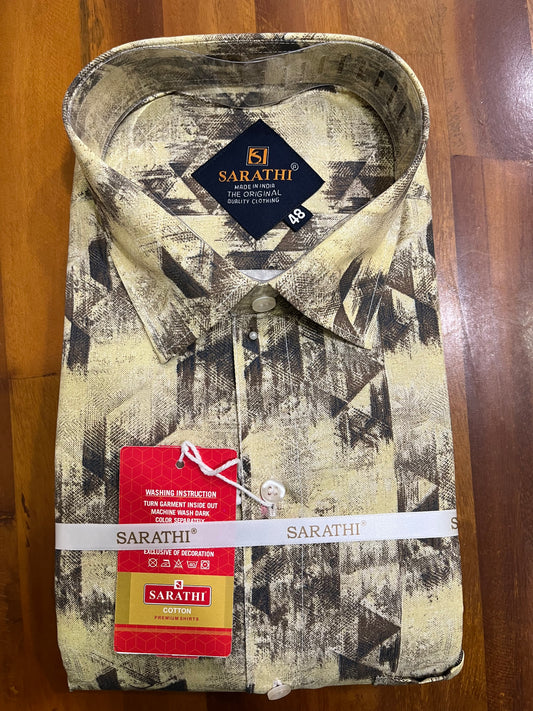 Pure Cotton Multi Coloured Yellow Printed Shirt (48 FS)