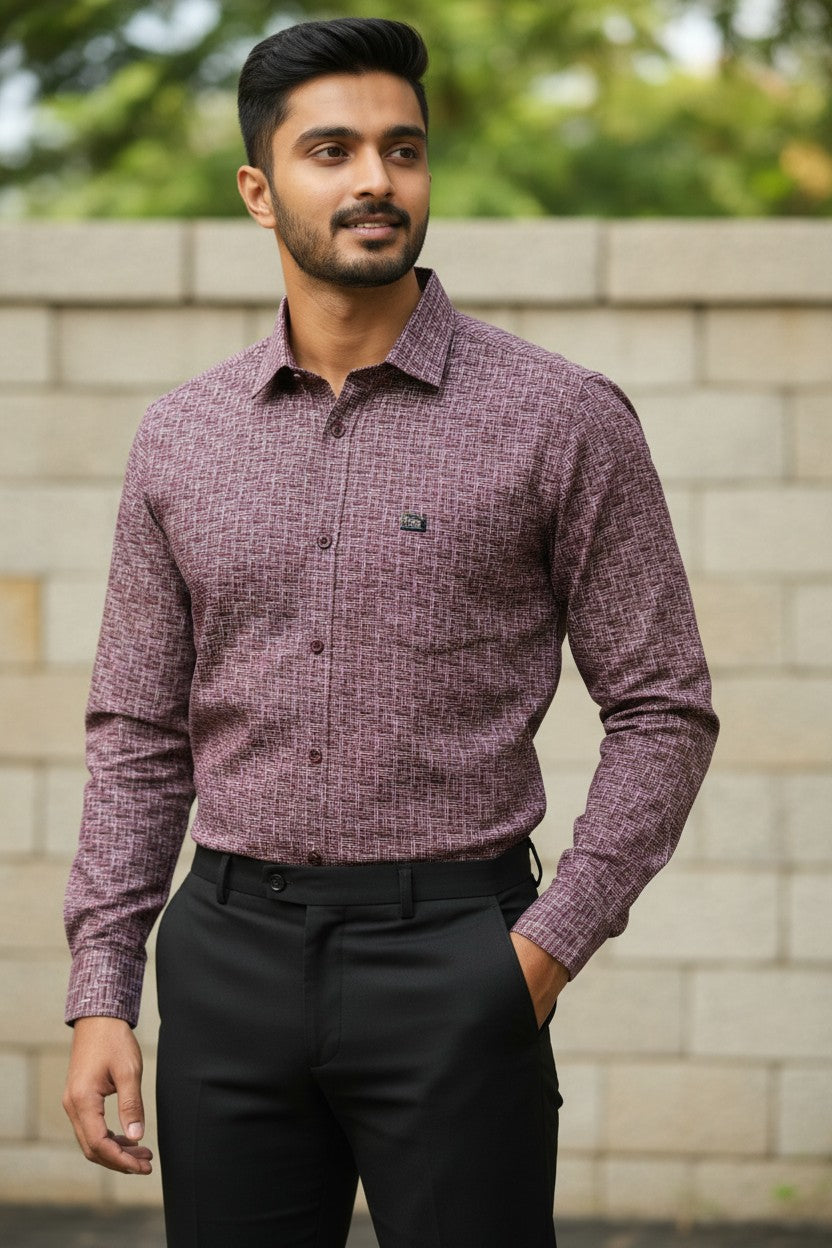 Pure Cotton Purple Printed Shirt SLSHIRT 48 FS
