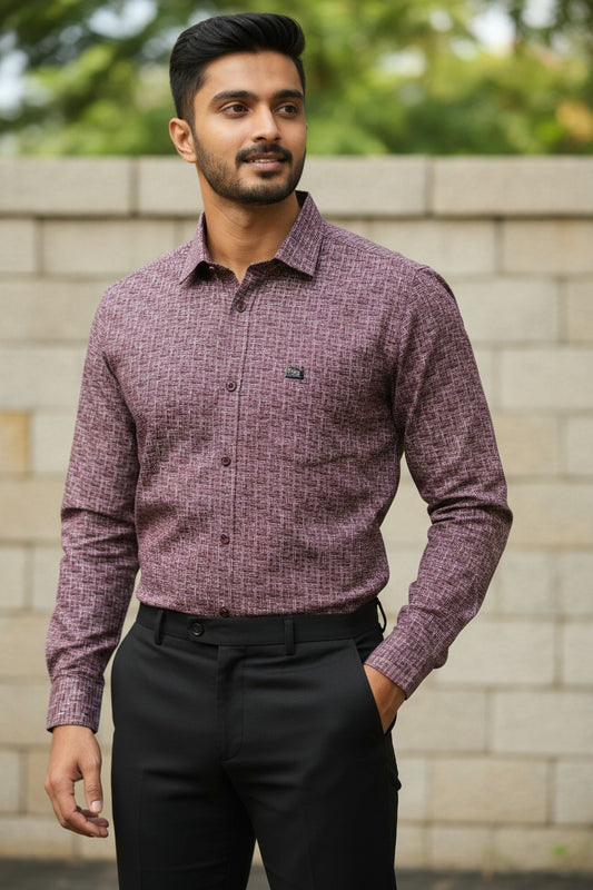 Pure Cotton Purple Printed Shirt SLSHIRT 48 FS