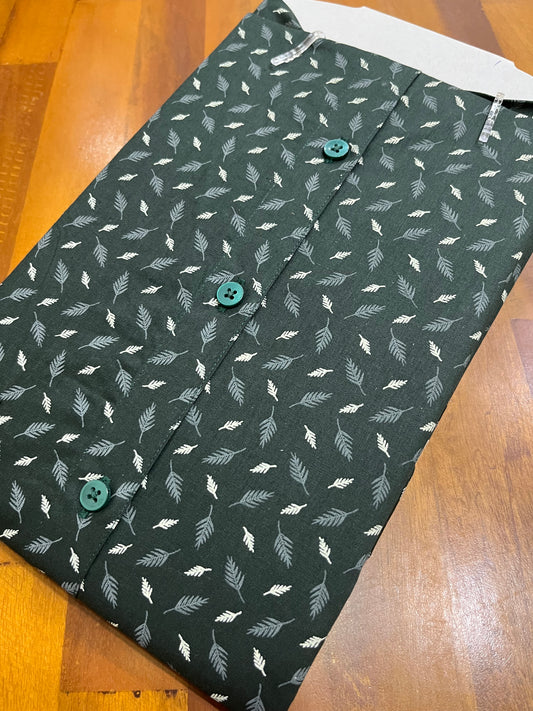 Pure Cotton Dark Green Printed Shirt (38 HS)