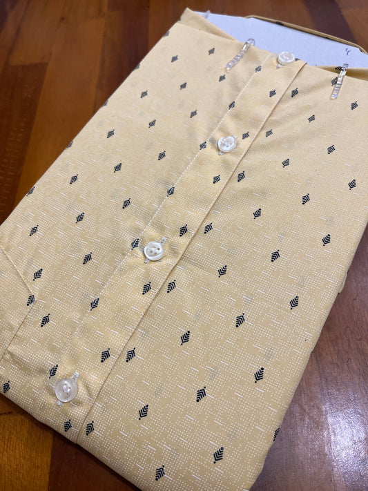 Pure Cotton Light Yellow Printed Shirt (38 HS)