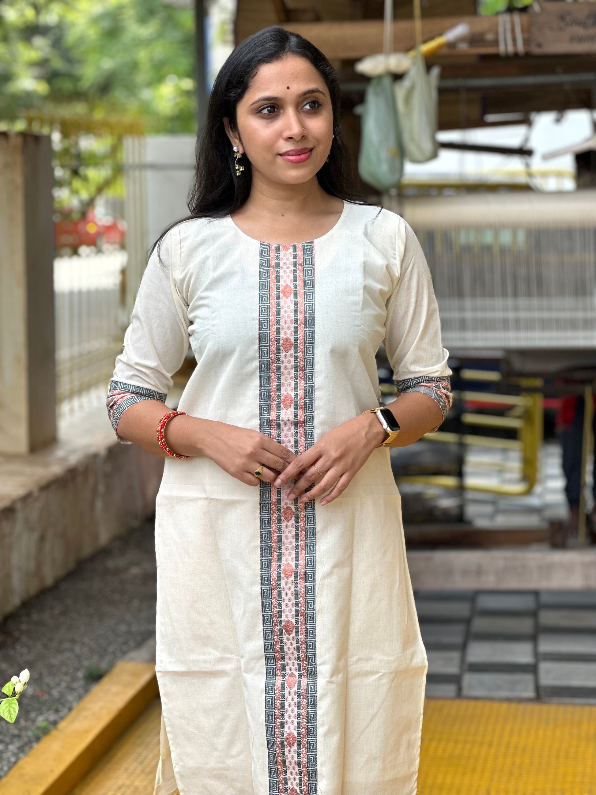 Jagasree collections kerala kasavu tissue zari kurti top only with aari  work designer in traditional look