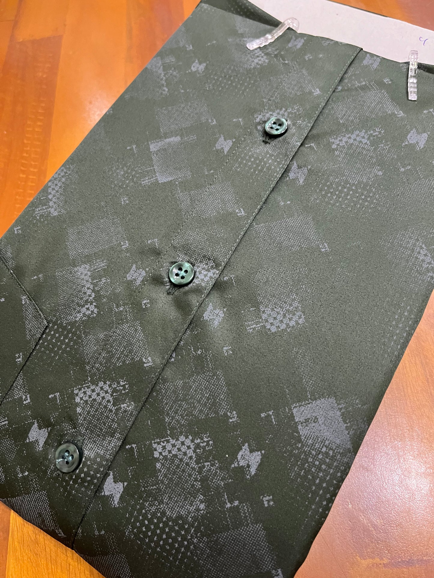 Pure Cotton Dark Green Printed Shirt (40 HS)