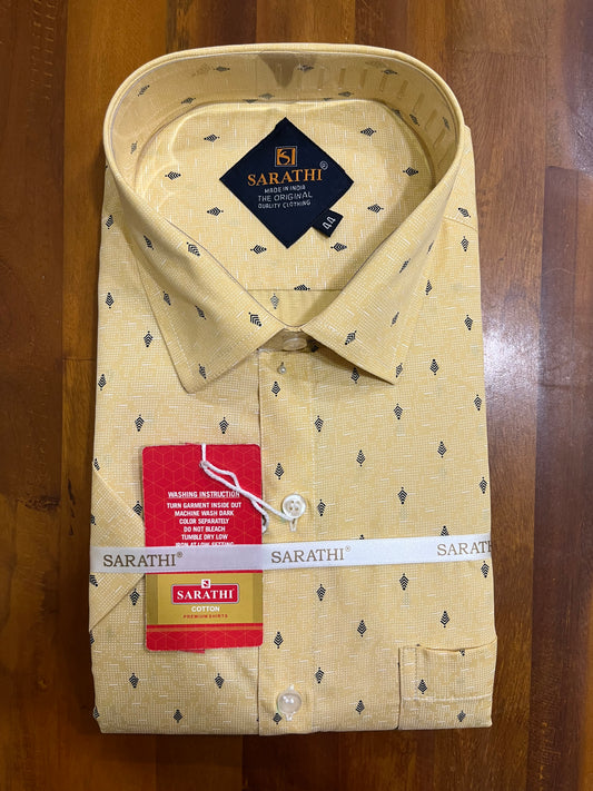 Pure Cotton Yellow Printed Shirt (44 HS)