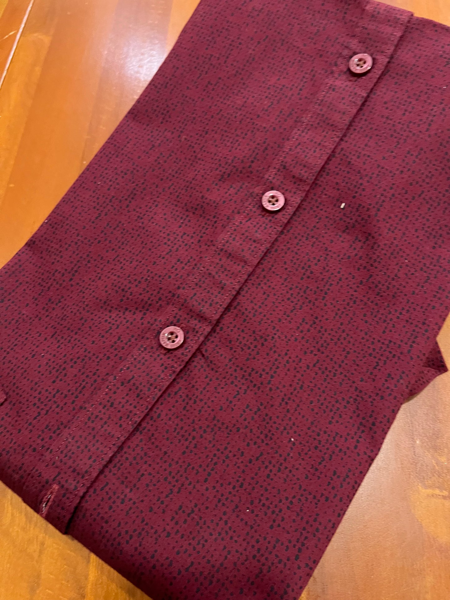 Pure Cotton Maroon Printed Shirt (38 HS)