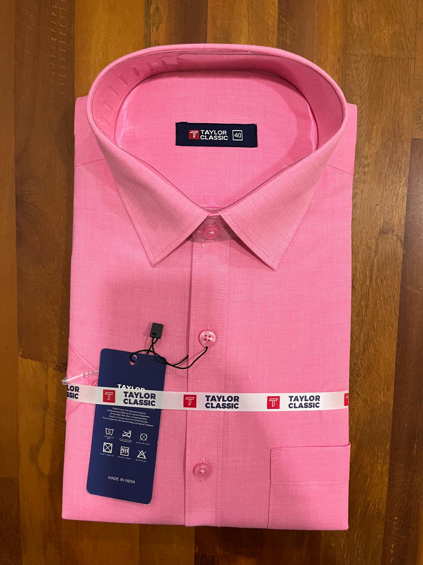 Pure Cotton Pink Solid Shirt (40 HS)