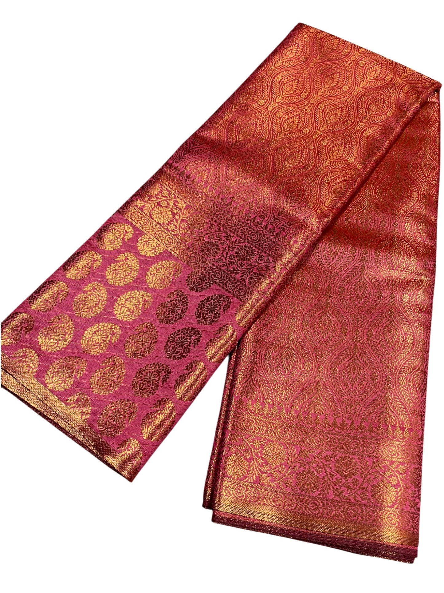 Southloom Premium Semi Silk Zari Work Bridal Brocade Saree in Peach with Matching Pallu