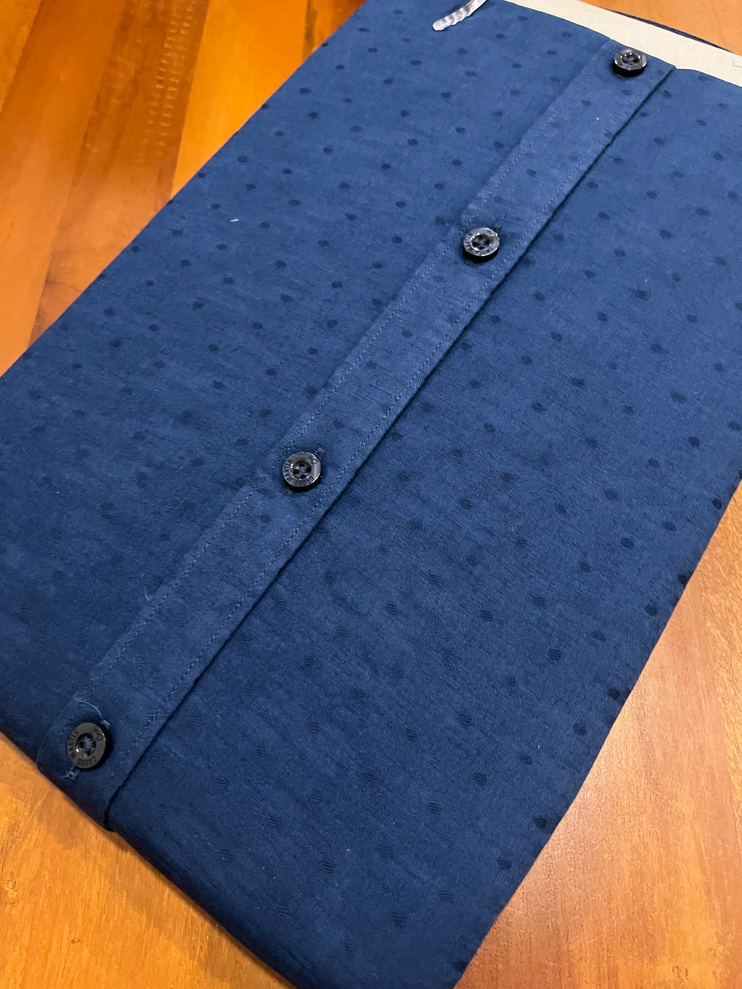Pure Cotton Dark Blue Printed Shirt (40 HS)