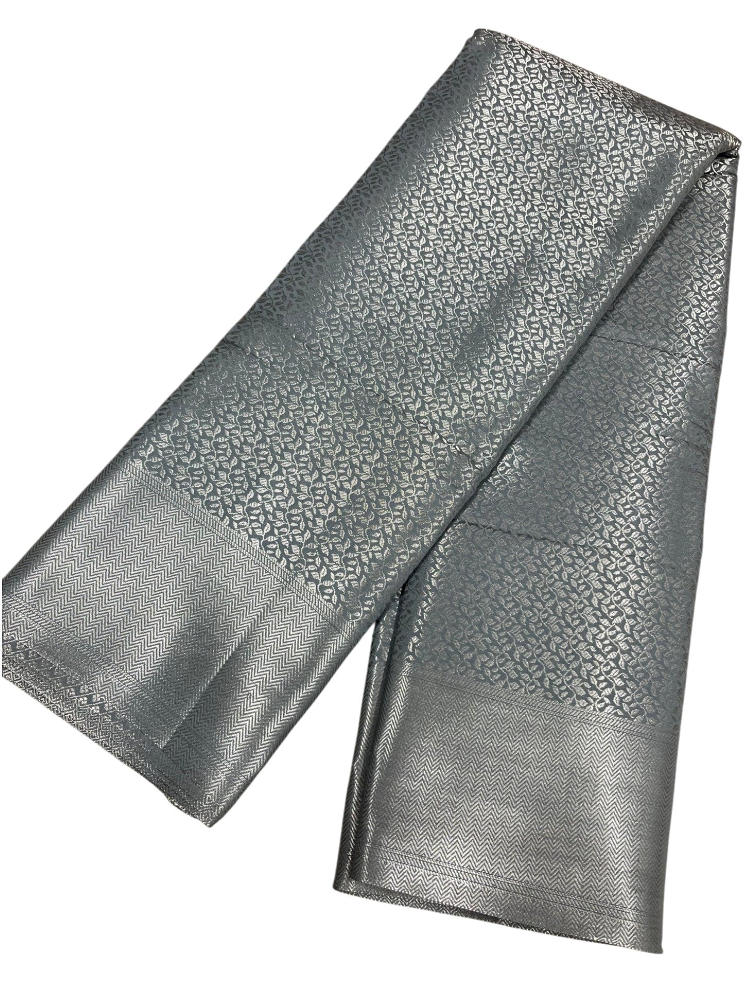 Southloom Premium Semi Silk Zari Work Bridal Brocade Saree in Pastel Grey with Matching Pallu