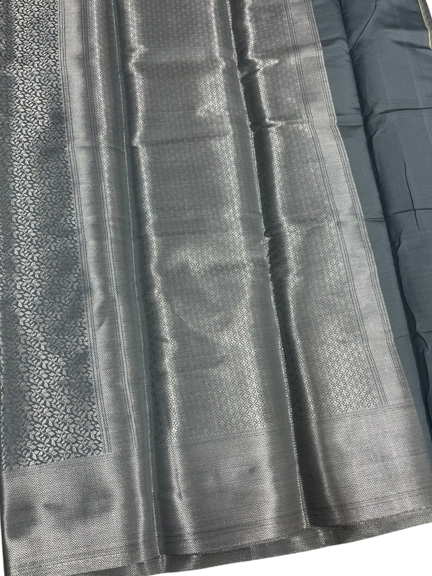 Southloom Premium Semi Silk Zari Work Bridal Brocade Saree in Pastel Grey with Matching Pallu