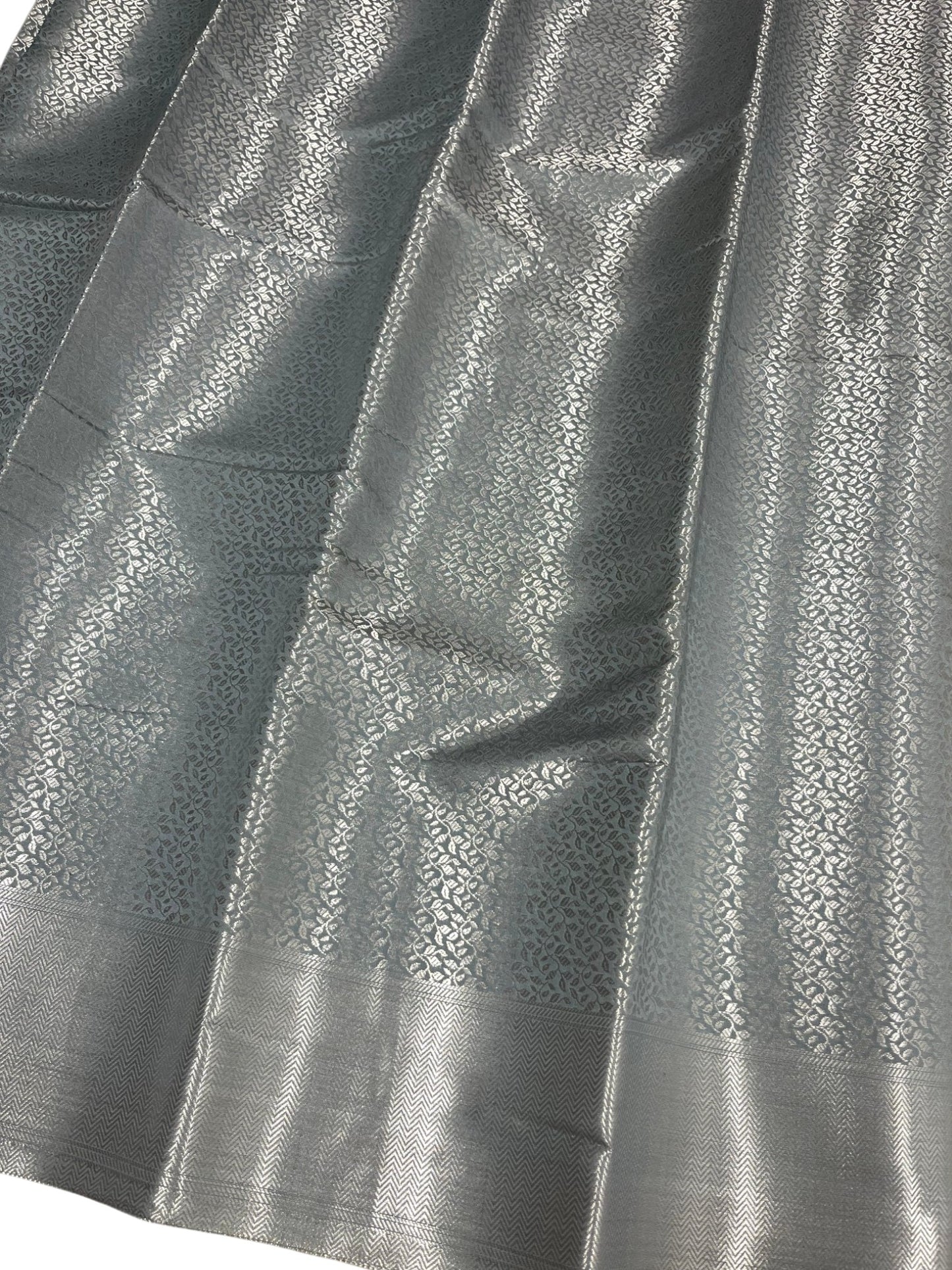 Southloom Premium Semi Silk Zari Work Bridal Brocade Saree in Pastel Grey with Matching Pallu