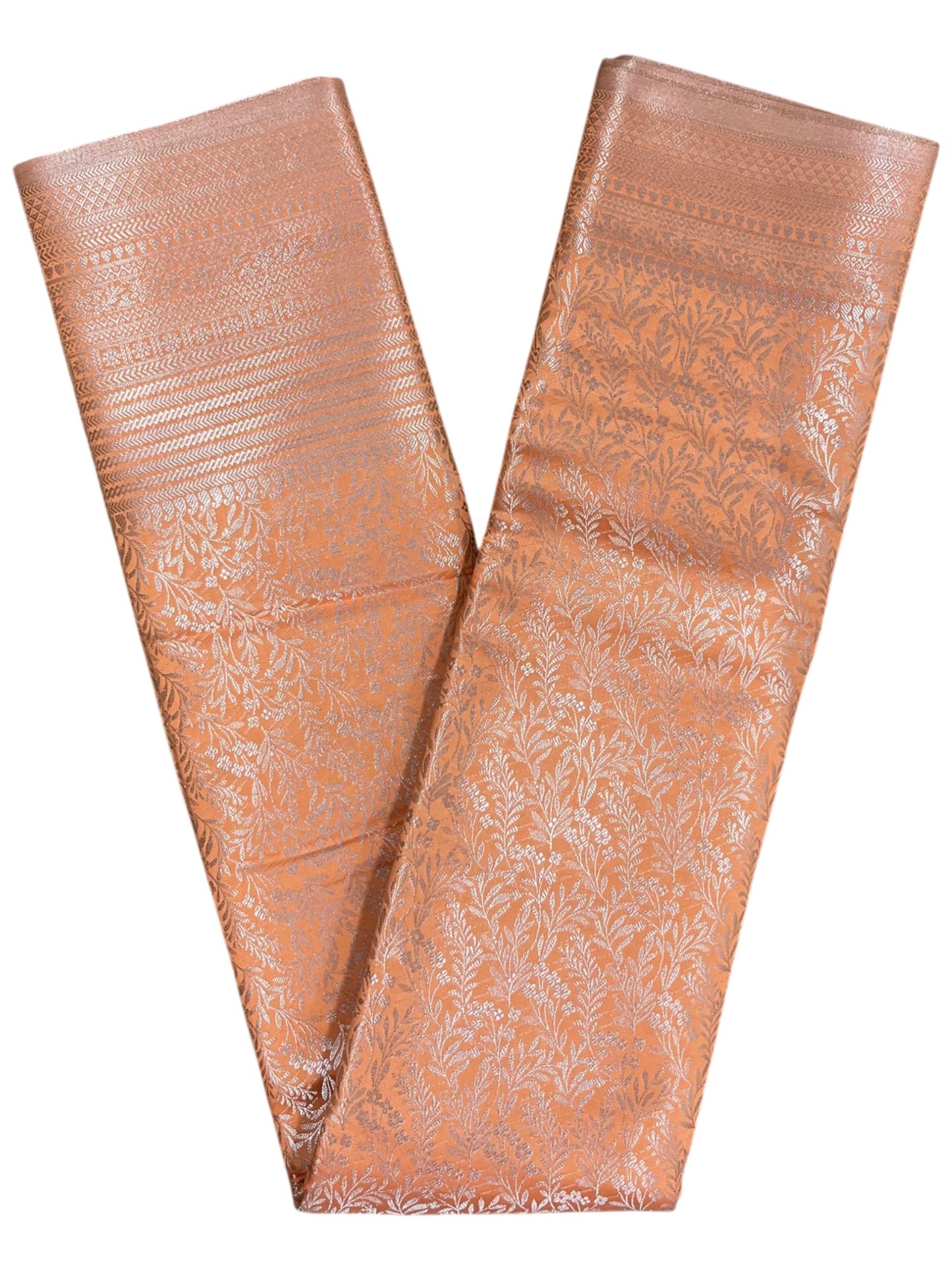 Southloom Premium Semi Silk Zari Work Bridal Brocade Saree in Pastel Orange with Matching Pallu