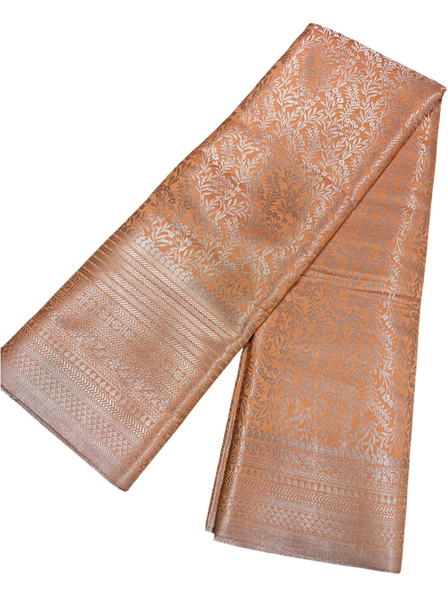 Southloom Premium Semi Silk Zari Work Bridal Brocade Saree in Pastel Orange with Matching Pallu