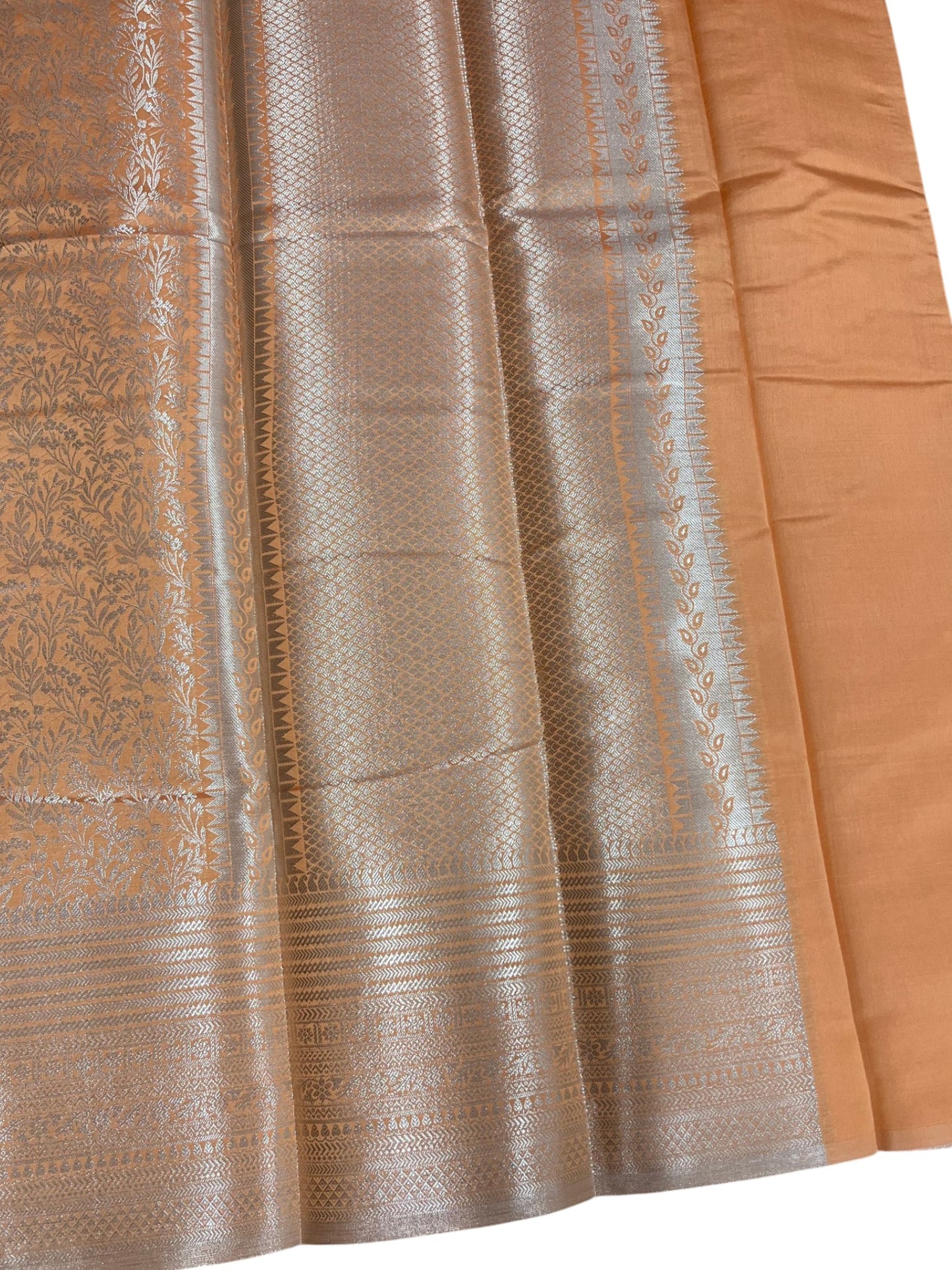Southloom Premium Semi Silk Zari Work Bridal Brocade Saree in Pastel Orange with Matching Pallu