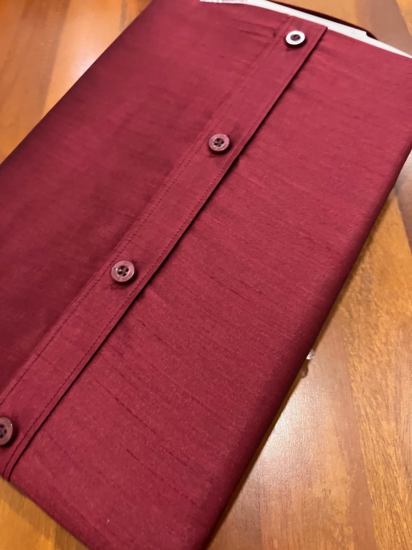 Pure Semi Silk Maroon Solid Shirt (40 HS)